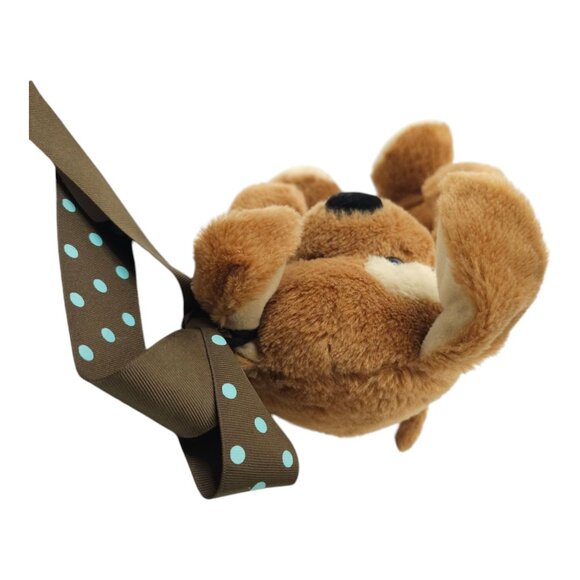 Build A Bear Puppy Dog Plush 13" Stuffed Animal Toy Bent Ears Bow Brown Tan BAB - Picture 9 of 12